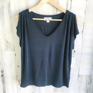 Velvet Graham & Spencer Andie Slit Sleeve Cap Sleeve Tshirt Knit Top Teal XS